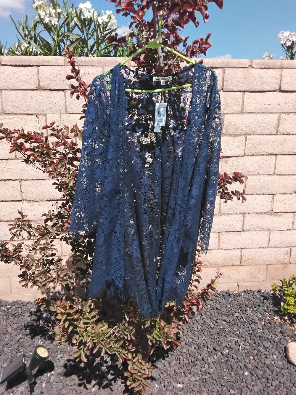 Wallflower Navy Floral Lace Swim Cover Up Size XL NWT
